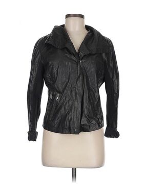 Banana Republic Black Faux Leather Zip-Front Jacket